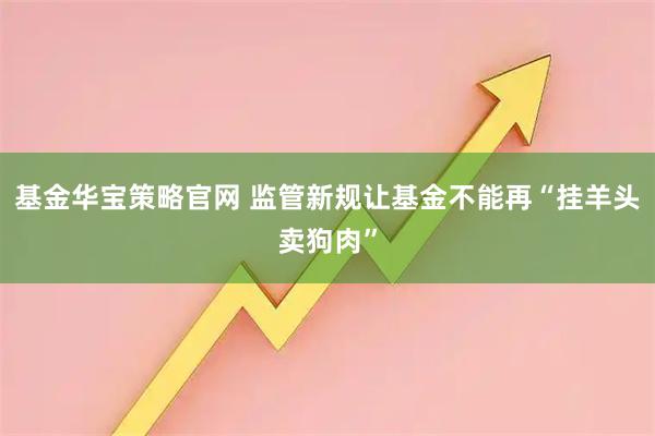 基金华宝策略官网 监管新规让基金不能再“挂羊头卖狗肉”